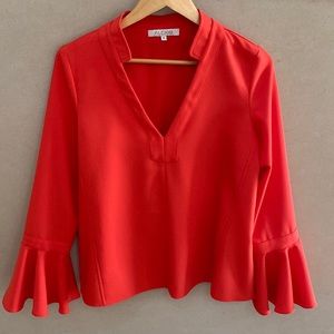 Alexis peony orange or coral flared sleeve blouse size M